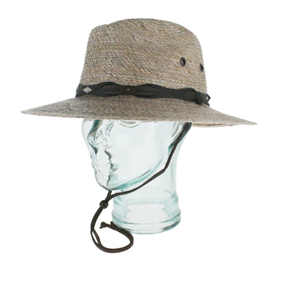 Stetson Marco Safari Sun Hat Stained Palm Straw Leather Band Chin Strap SMALL - Picture 8 of 9